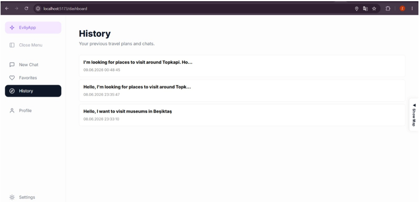 EvliyApp - Travel History and AI Chat